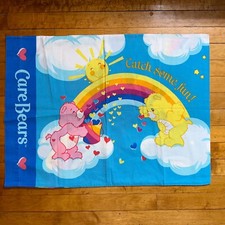 Vintage Care Bears Catch Some Fun Rainbow Pillowcase