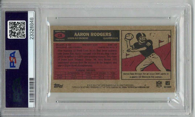 2012 TOPPS 1965 TOPPS INSERTS #120 AARON RODGERS PACKERS PSA 10 LOW POP RARE - Image 2 of 2