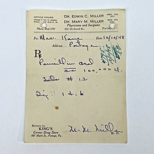 Antique Prescription Doctor Pharmacy Medicine Drug Apothecary PORTAGE, PA