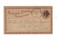 1874 UX3 Postal Card, Brooklyn NY, Fancy Killer