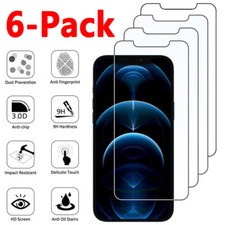 6 PACK For iPhone 17 16 15 14 13 8 Case Friendly Tempered Glass Screen Protector