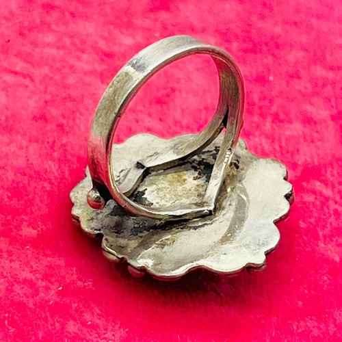 Vintage Sterling Silver Old Pawn Southwestern Artisan Malachite Ring Size 7 - Picture 10 of 17