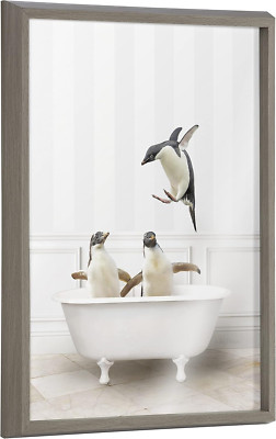 Decorative Penguin Wall Art Print by Amy Peterson, 18x24 Framed Glass Art