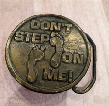 Vintage Metal Belt Buckle Don't Step On Me Round