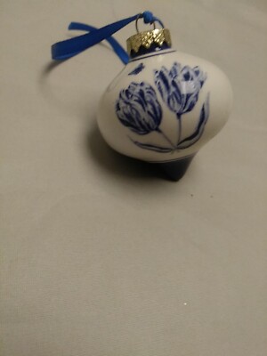 Delft Blue And White Tulips /Windmill Oranment