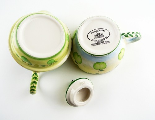 3 pcs Mesa International Handcrafted in China Yellow Green Blue Apple Teapot - Picture 11 of 12