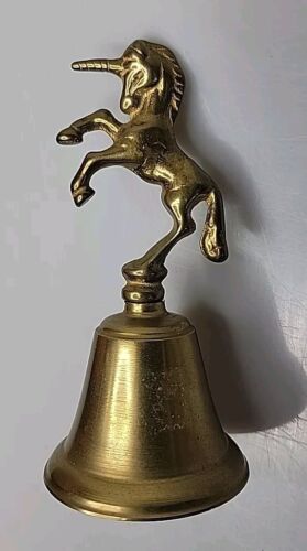 Vintage Brass Unicorn Bell 5" Tall Mythical Creature Fantasy MCM - Picture 3 of 6