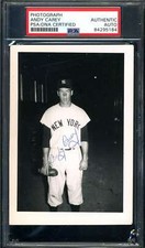 Andy Carey PSA DNA Coa Hand Signed 1950`s Original Photo Yankees Autograph