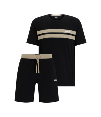 HUGO BOSS MENS BLACK SHORT AND T SHIRT SET BALANCE 50515521001