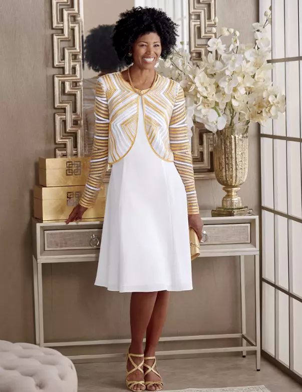Formal white and store gold dress