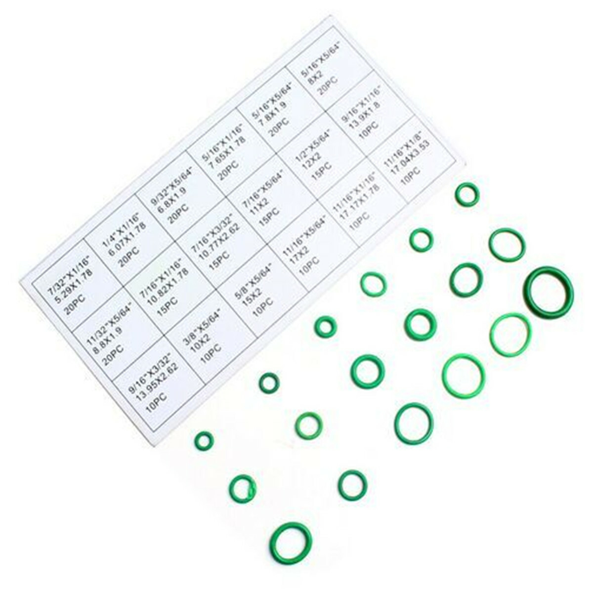 270PCS Green HNBR O-Rings Assortment Kit For A/C Compressor 18 Sizes