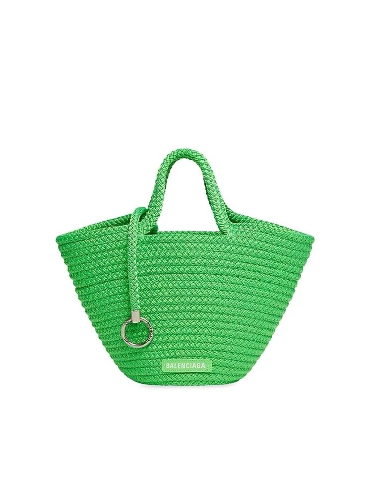 BALENCIAGA TOTE BAG SMALL IBIZA BASKET WOVEN RAFFIA BEACH