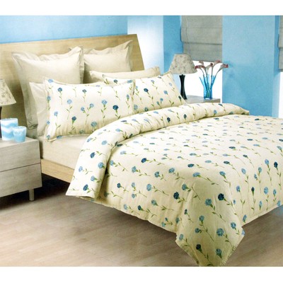 Floral Linen Printed Cotton Quilt Cover Set Double