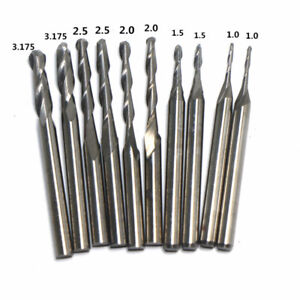 10Pcs 1mm End Mill Carbide Blade Engraving Cutter Tool CNC Bit 3.175mm Shank Set