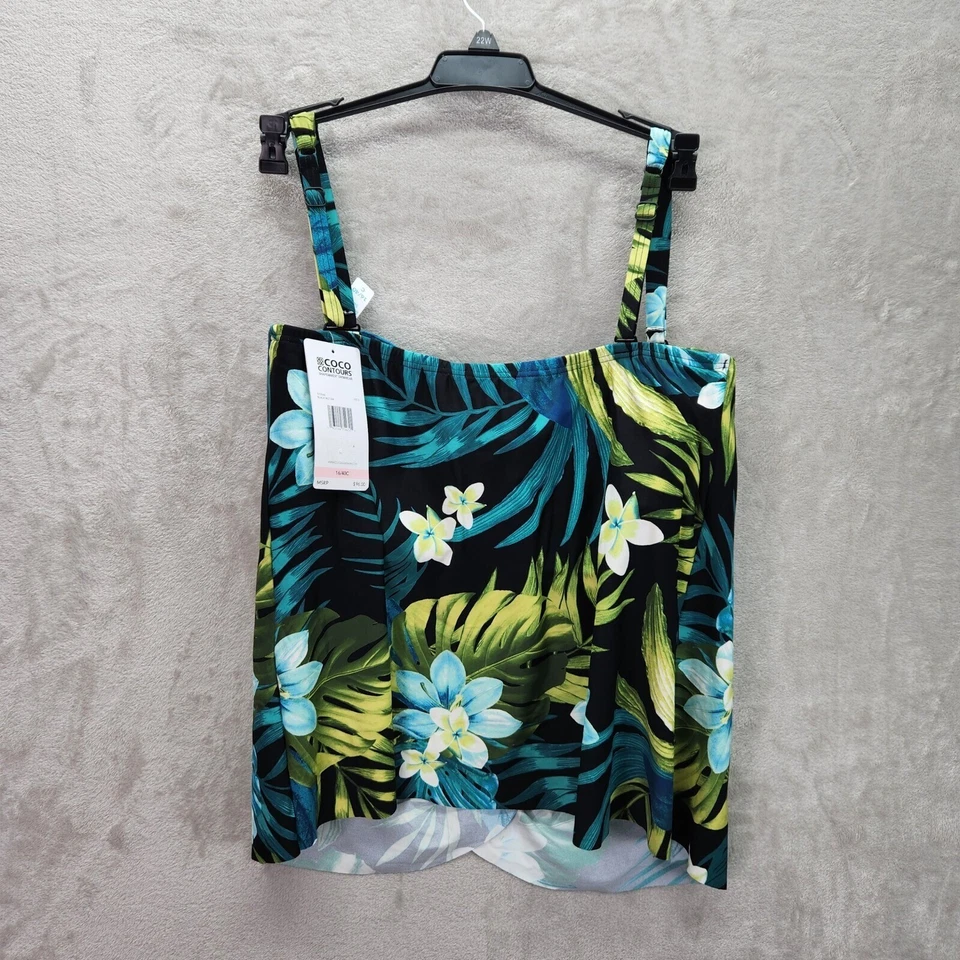 Sujetador Tankini Coco Contours Talla 12 36D Tropical Natación Sin Tirantes Formador Foto 3 de 4