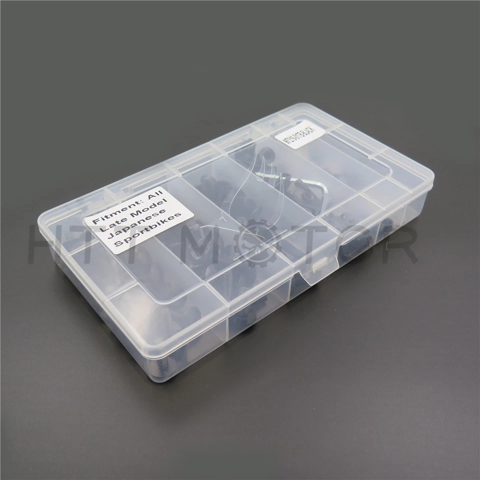 Kit completo de pernos de carenado negro para motocicleta deportiva clips de sujeción tornillos nuevo Foto 2 de 4