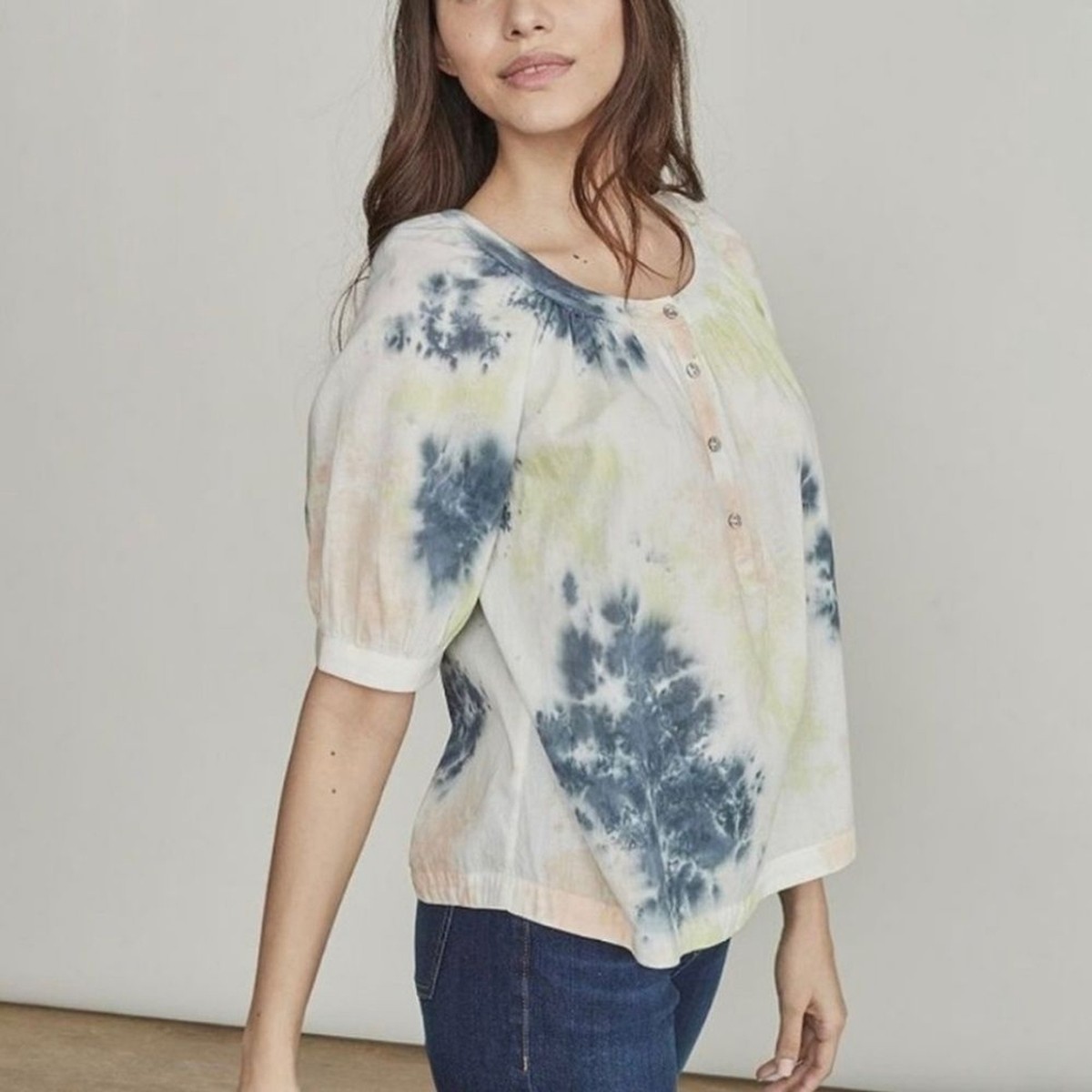 Elizabeth James Tie Dye Button Up Top