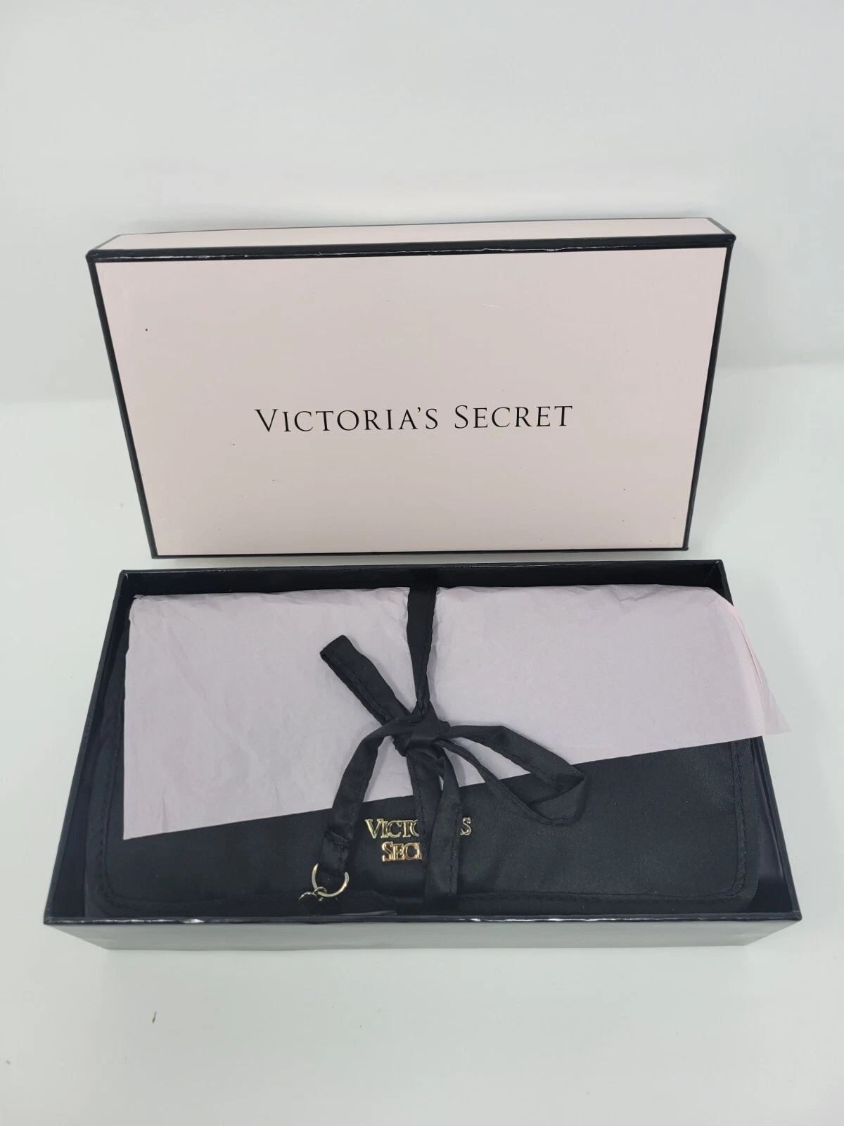Victoria’s Secret Makeup Bag Travel Bag Organizer Black With Golden Heart Charms