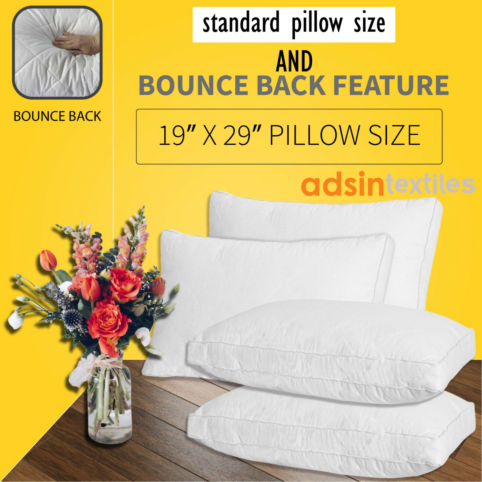 Pack Of 1 2 LUXURY PILLOW QUILTED ULTRA SOFT JUMBO SUPER BOUNCE BACK