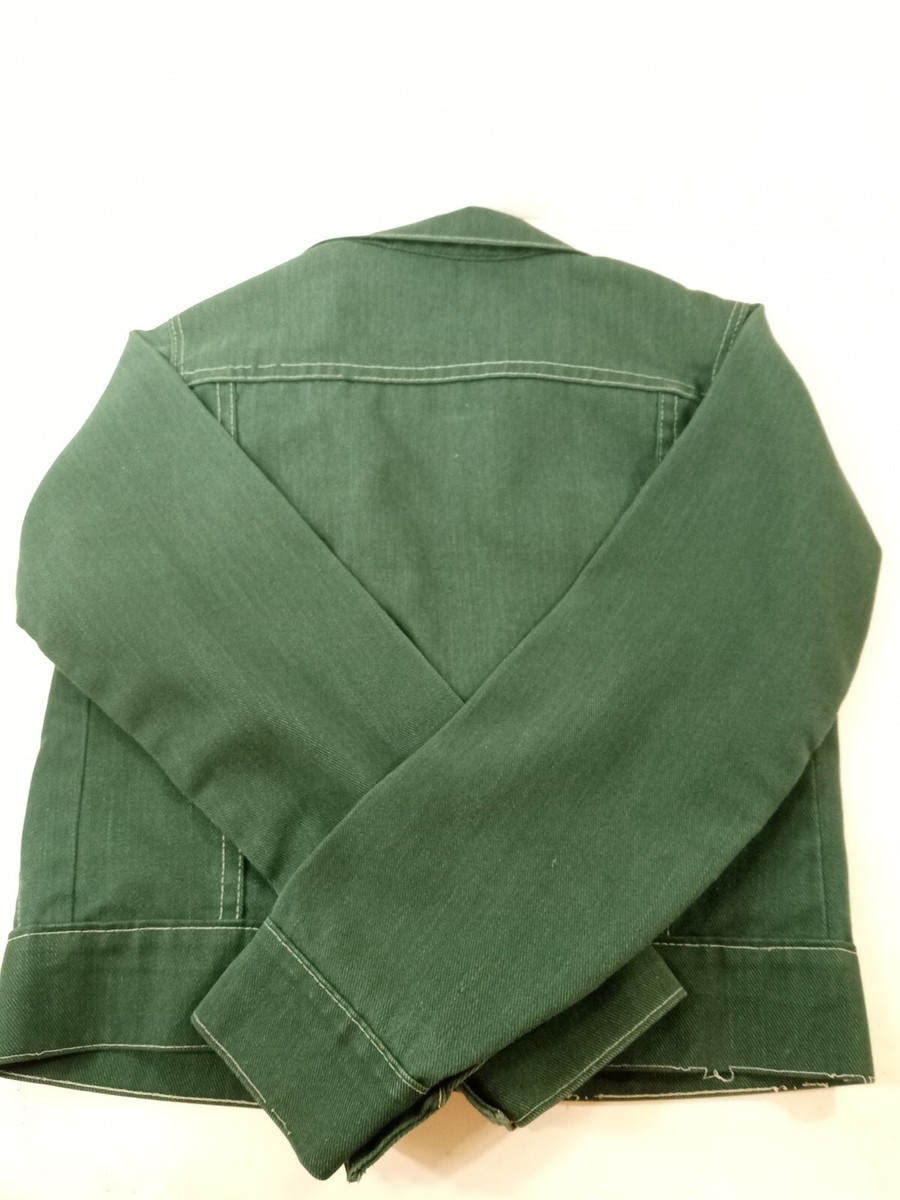 Vtg 1970s JC Penney Boys Youth Small Green Denim Jacket - No