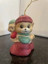 Christmas Jasco Caring Critter Chimer Ornament Mama and Baby Bear Gold String