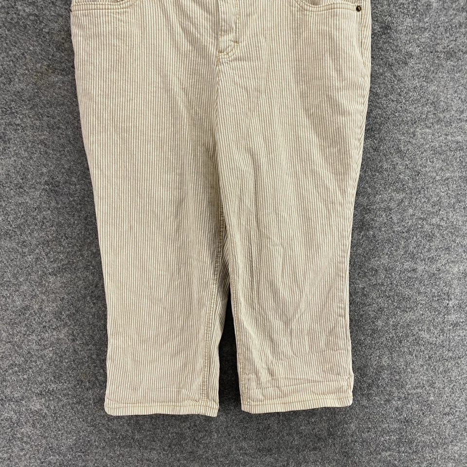 Pantalones Cortos Christopher & Banks Mujer 12P Pequeño Beige Rayas Algodón Tiro Medio Foto 4 de 4