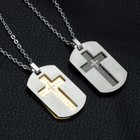 Halskette Dogtag Jesus Kreuz Anhänger Edelstahl Silber Gold Gebürstet Gebet