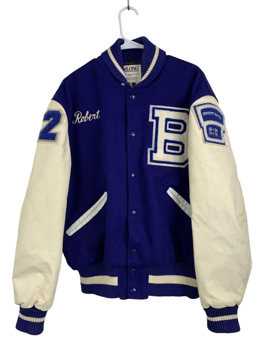 DeLONG / スタジャン/XL/ウール/NVY/90s/カレッジロゴ Vintage 90s DeLONG Mens Varsity Letterman Jacket Mr Warren Wool
