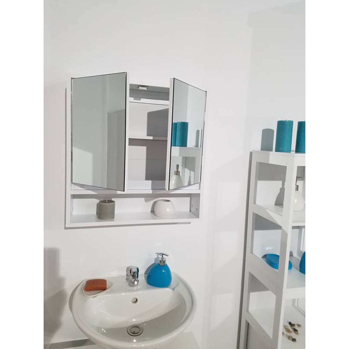Evideco Wall Mounted Mirrored Medicine Montreal White 2 Doors