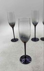Clear Champagne Flute Long Blue Stem Pedestal Drinking Glass Lot Of 4 — photo 5