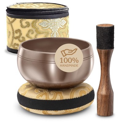 Tibetan Singing Bowl Set   Easy to Play & Beginner Friendly Meditation Bowl w...