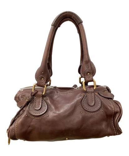 Chloe Paddington Handbag Shoulder Bag Padlock Key Leather Brown Authentic - Imagen 2 de 24