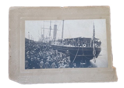 #ad #ad 1898 Klondike Gold Rush Steamship Crowd Photo Seattle Yesler Wharf Antique Photo $895.00