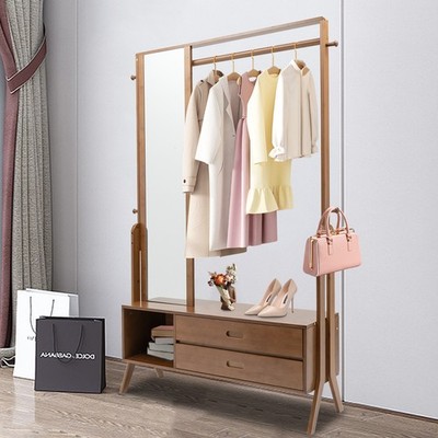 169cm Bamboo Hall Tree Storage Stand W/ Mirror Entry Bench Coat Rack Brown USA