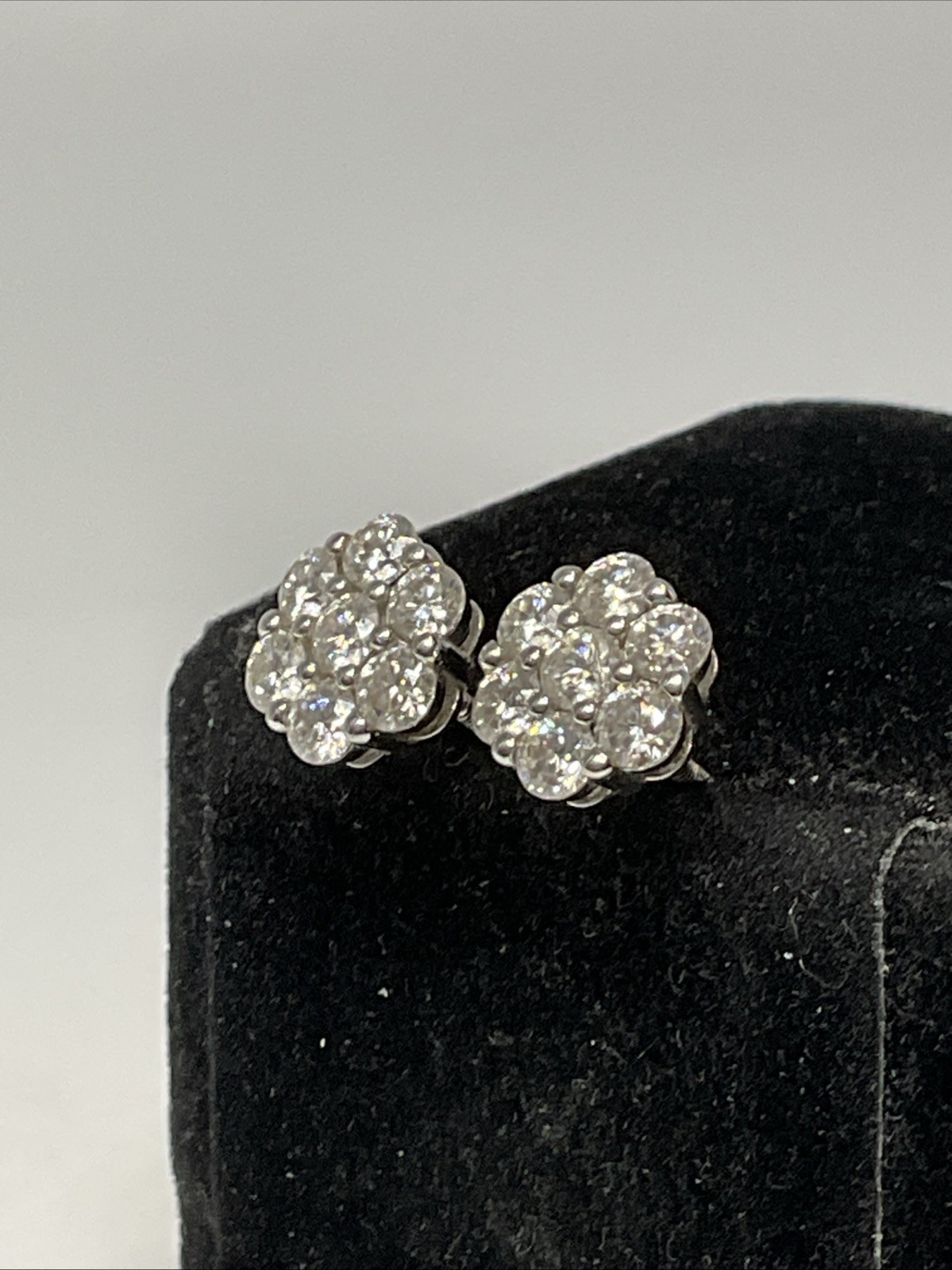 STUD Earrings Solid 925 Sterling Silver White Moi… - image 22