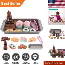 Realistic Pretend Play Food Set - 16-Piece Cookies, Cupcakes  More for Toddlers
