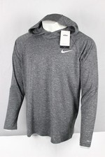 Nike Swim Men's Hoodie Long Sleeve Shirt S Small UPF 40 Black Heather NESSB669