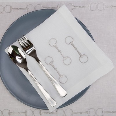 Serenk Stirrup Linen Napkin Silver 40x40cm