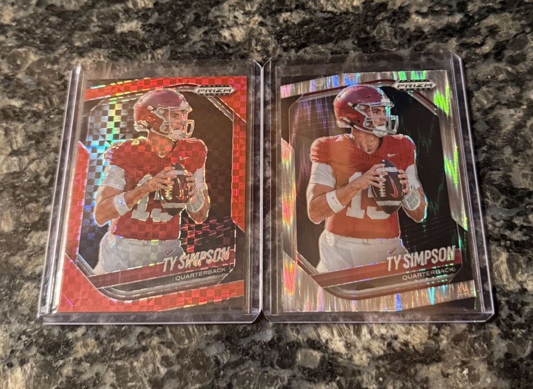 TY SIMPSON 2025 Prizm Black RED POWER /75 & SKEWED PRIZM /249 Rams NIL SP #152