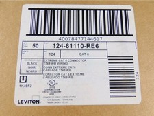 61110-RE6 Leviton eXtreme Cat 6 QuickPort Jack, Black - 50 PACK