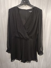 Women's Black Faux Wrap Sheer Gothic Dress Size L Alternative Date Night Church