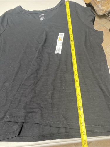 Women's Sonoma Plus Size The Everyday Tee V-Neck Long Sleeve Shirt Size OX Black - Picture 3 of 8