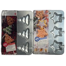 Vintage Wilton Christmas Tree & Star Cookie Treat Pan Tin - NEW Unopened