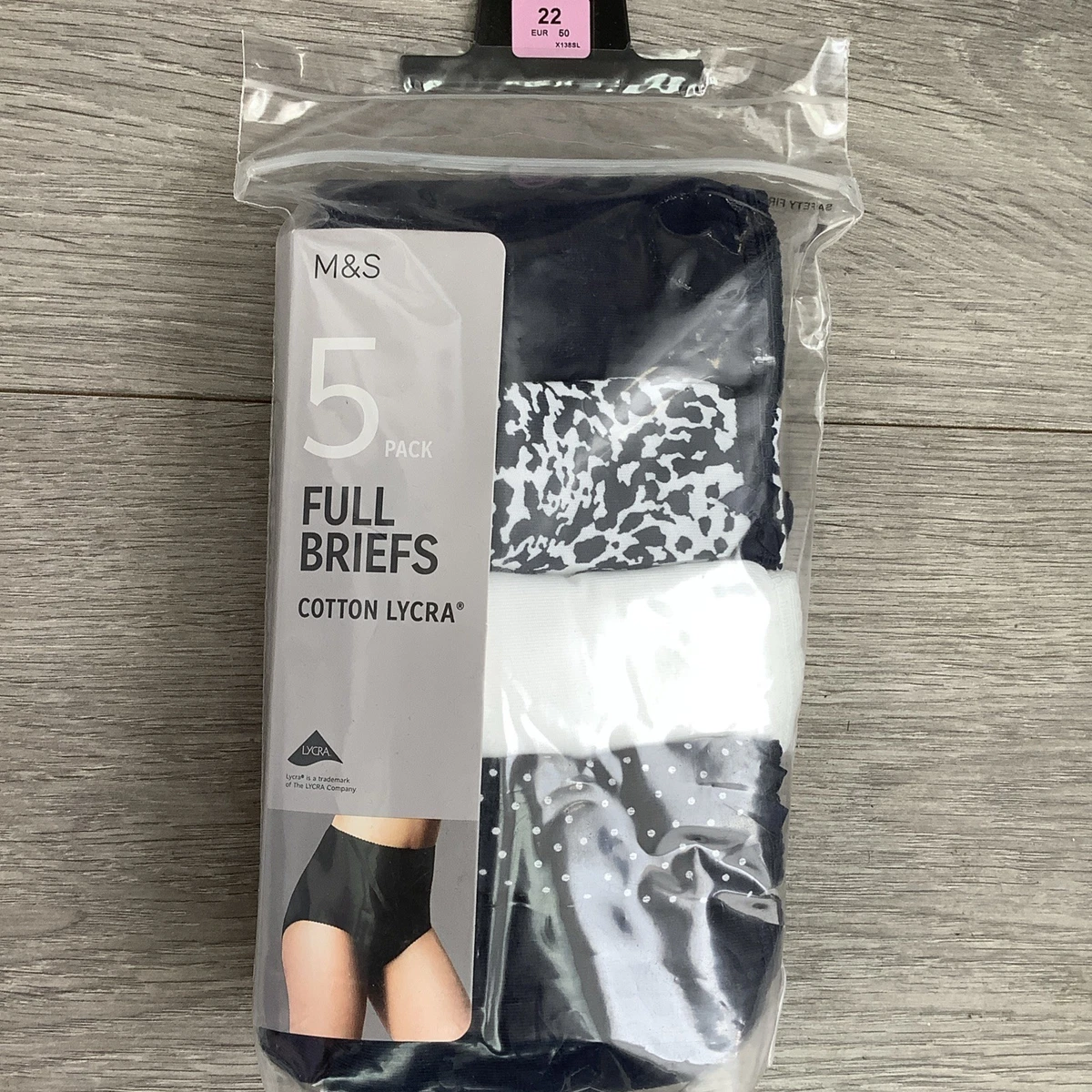 Marks & Spencer Mutande Vita Alta In Cotone E Lycra – Confezione Da 5 – Donna Taglia 56 (Nero)