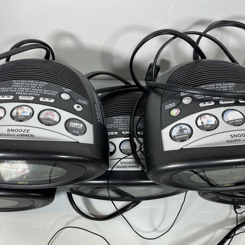 Timex MP3 entrada de linha T1233BA ajuste despertador rádio bateria e AC lote de 5 - Imagem 3 de 4