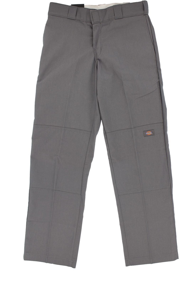 Pantalon Dickies Homme Skinny Droit – 33W 30L – Gris Argenté – Double Genou