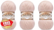Alize Angora Gold Yarn 3 Skeins 404 Powder Wool Acrylic Knitting Crochet Thread