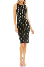 NWT $398 Mac Duggal Jewel Neckline Embellished Pencil Dress 4