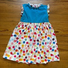 Chick and Chap blue colorful polka dot ruffle sleeveless toddler dress SIZE 3T
