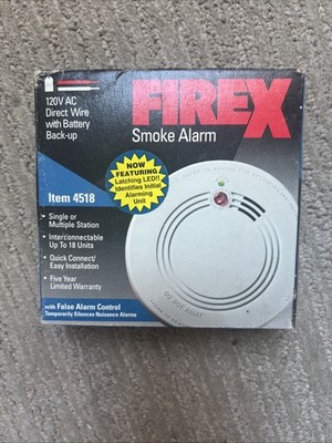 FIREX #04518 Smoke Alarm Detector 120V AC Direct Wire w/ Battery Back Up - New